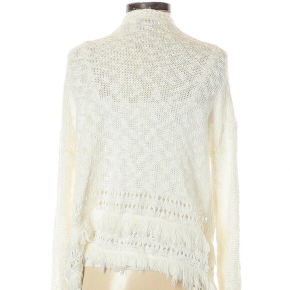 Fate white bohemian fringe knit cardigan sweater - Picture 9 of 9